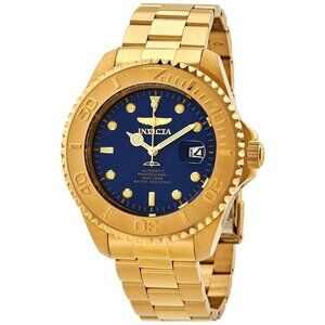 NWT Authentic Invicta Pro Diver Automatic Date Blue Dial Yellow Gold-tone Men's